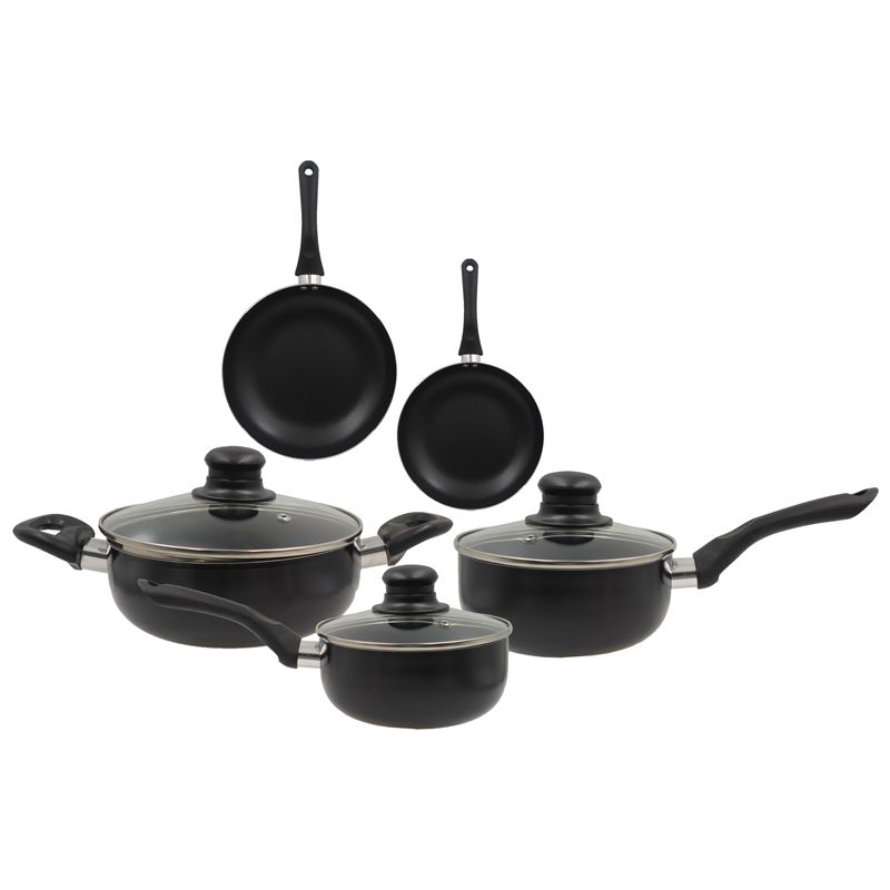 HotChef Set of 8PCS Non-stick Aluminum Cookware Set Sufuria Set Cooking Pot Soup Pots Set (3PCS 16/18/20CM Pots+2PCS 20/26 Pans+3PCS Lids)