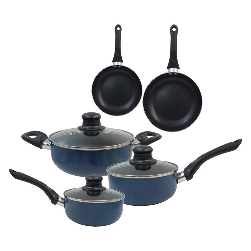 HotChef Set of 8PCS Non-stick Aluminum Cookware Set Sufuria Set Cooking Pot Soup Pots Set (3PCS 16/18/20CM Pots+2PCS 20/26 Pans+3PCS Lids)