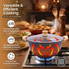 HotChef  TTG164 Sufuria Set 10PCS Marble Coated PFOA-Free Non-Stick Cooking Pot Set (5PCS 18-26cm+5PCS Lids) | Even Heating & Easy Clean | For Soups/Stews/Daily Cooking | Iron Cookware Set