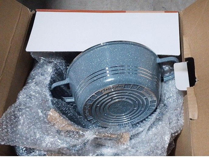 【On Sale】HotChef Set of 10PCS Non-stick Aluminum  Cookware Set Sufuria Set Marble Coating Cooking Pot Soup Pots Set (5PCS 18/22/26/26/30 CM Pots+5PCS Lids)