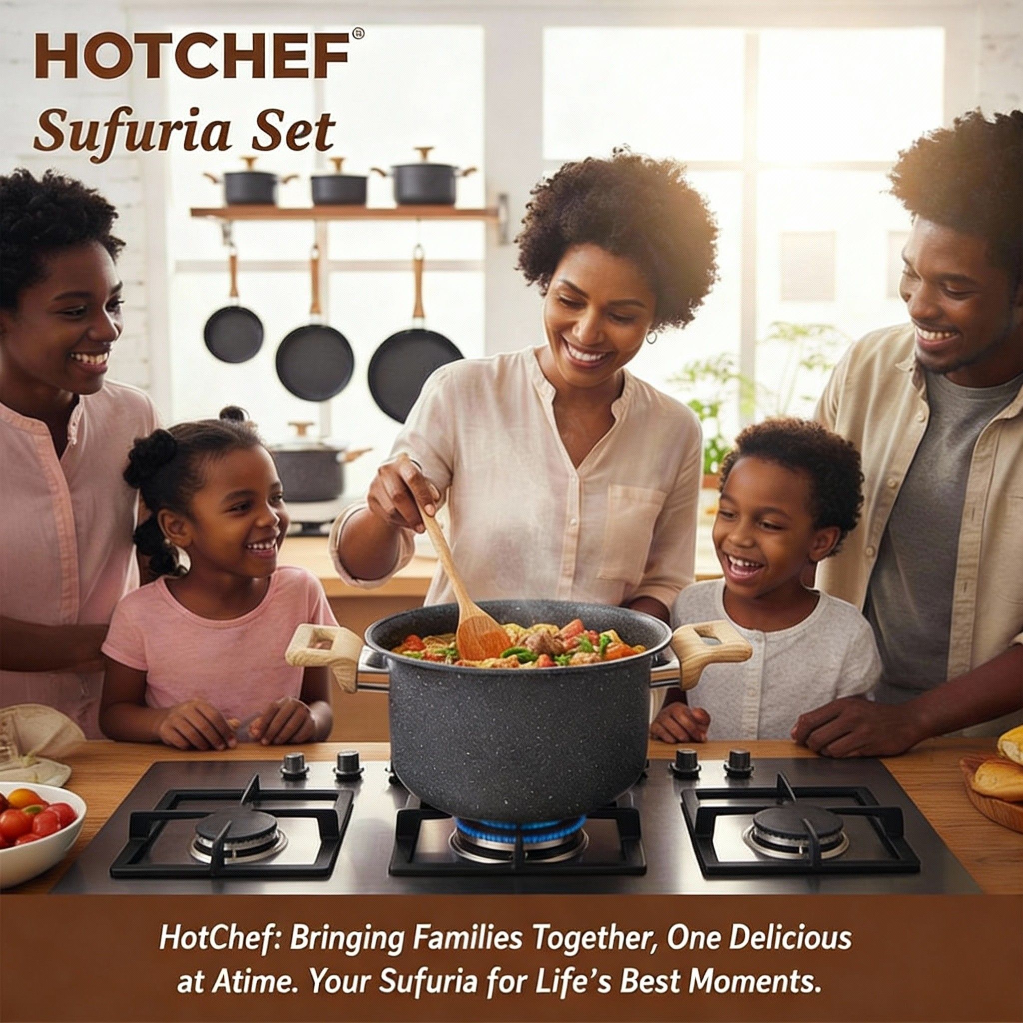 🎁ChristmasGift | 10PCS Seamless One-Piece Granite Coated Non-Stick Cookware Set (5PCS 18-26CM Pots+5PCS Lids) | PFOA-Free | All Cooktops Ready | For Soups/Stews/Daily Cooking | HotChef Sufuria Set