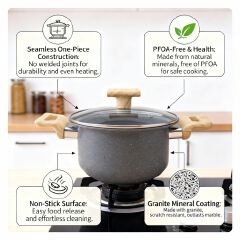 【On Sale】HotChef 10PCS Seamless One-Piece Granite Coated Non-Stick Cookware Set (5PCS 18-26CM Pots+5PCS Lids) | PFOA-Free | All Cooktops Ready | For Soups/Stews/Daily Cooking | HotChef Sufuria Set