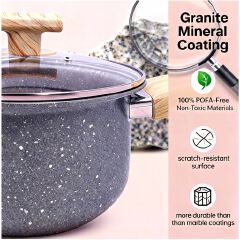 【On Sale】HotChef 10PCS Seamless One-Piece Granite Coated Non-Stick Cookware Set (5PCS 18-26CM Pots+5PCS Lids) | PFOA-Free | All Cooktops Ready | For Soups/Stews/Daily Cooking | HotChef Sufuria Set