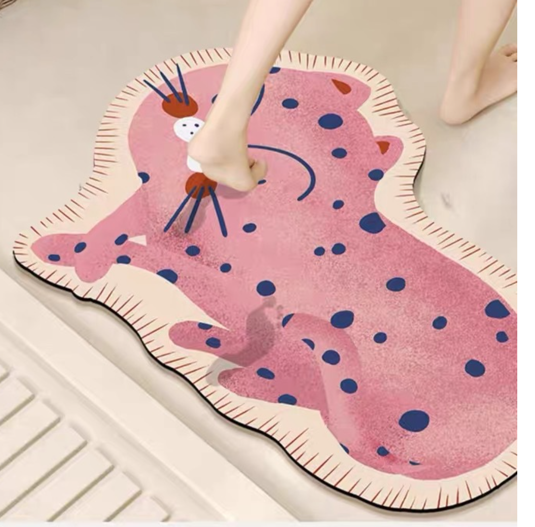 1pc Cute Pink Cat Diatomite Bath Mat Bathroom Carpet Quick Dry Non-Slip Foot Floor Mats Super Absorbent Shower Pad Toilet Rug