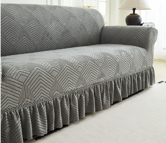 1pc Jacquard Sofa Cover with Skirt Splash can be easily removed Couch Cover Protector of Bench with Armrest