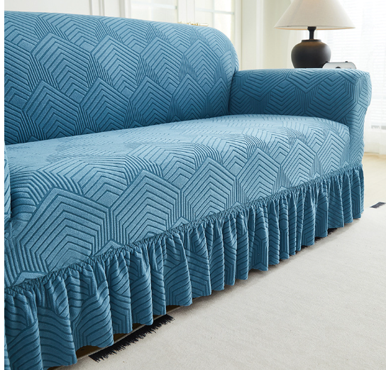 1pc Jacquard Sofa Cover with Skirt Splash can be easily removed Couch Cover Protector of Bench with Armrest