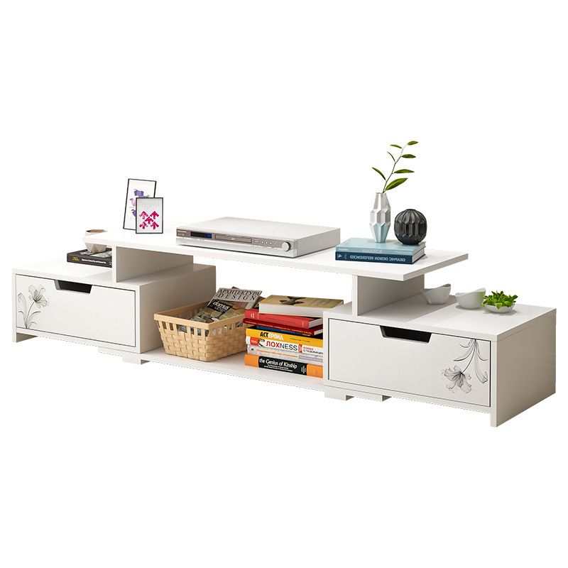 Modern Wooden Simple Tv Stands TVs up to 55" Luxury Living Room TV Cabinet Retractable Tv MDF Entertainment Center with Storage Shelves