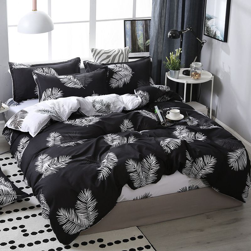 3/4pcs Leaves Duvet Cover Set (NO Duvet&Pillow) Luxury Leaf Print Bedding Set Tropical Leaf Comforter Cover Set