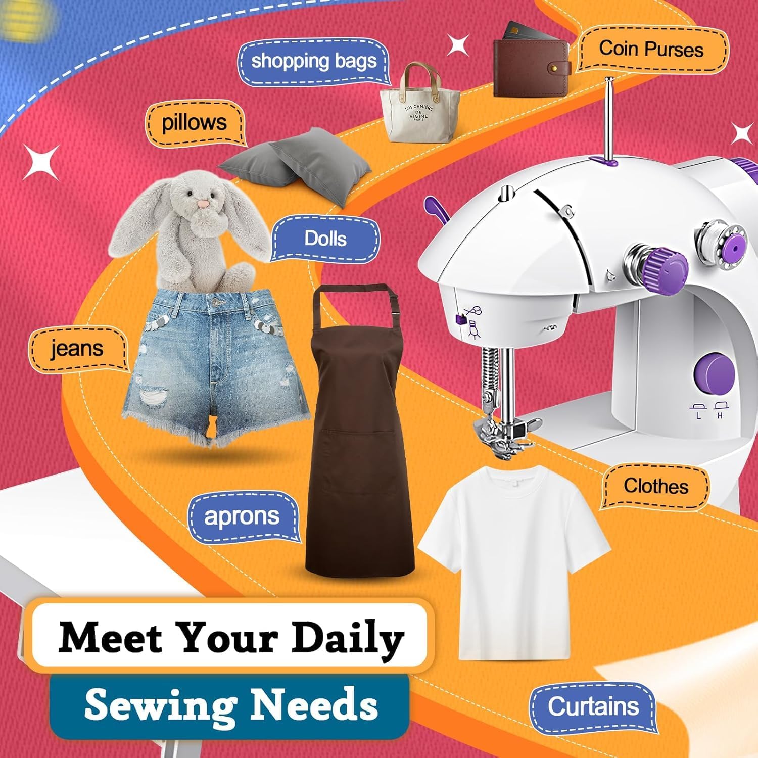 Portable Sewing Fully Automatic Electric Machine Set with Extension Table and Light Mini Handheld Sewing Machine