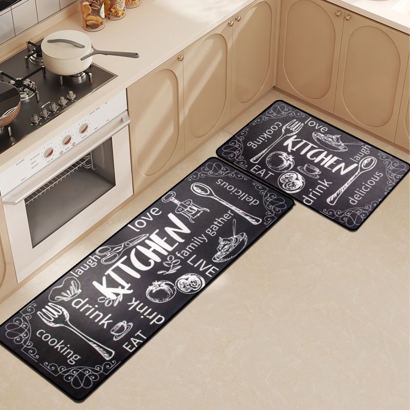 2pcs Anti Fatigue Kitchen Rug Set Floor Carpet Long Strip Door Mat Anti-slip Absorbent Oil Absorption Household Rug for Sink,Laundry Room