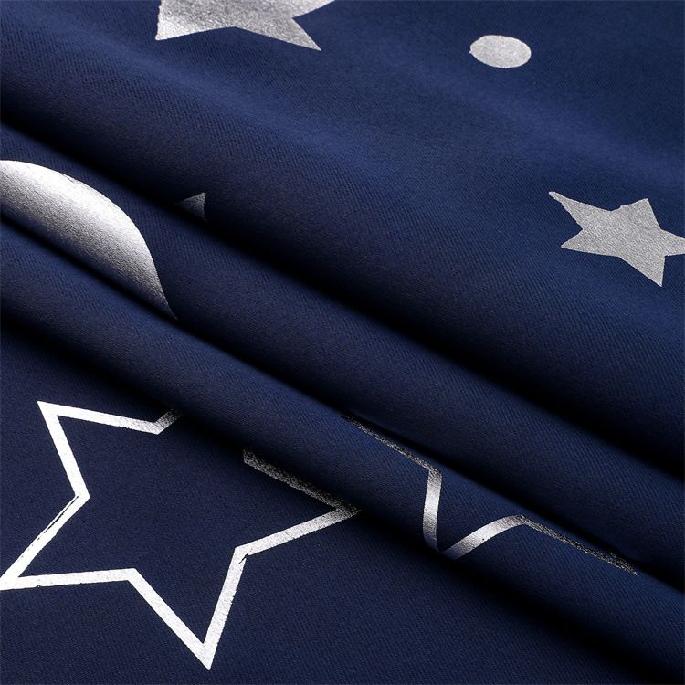 1pc Navy Blue Star Blackout Curtains Room Darkening Themed Insulated Space Curtains with Silver Star Moon Grommet Thermal Insulating Drapes