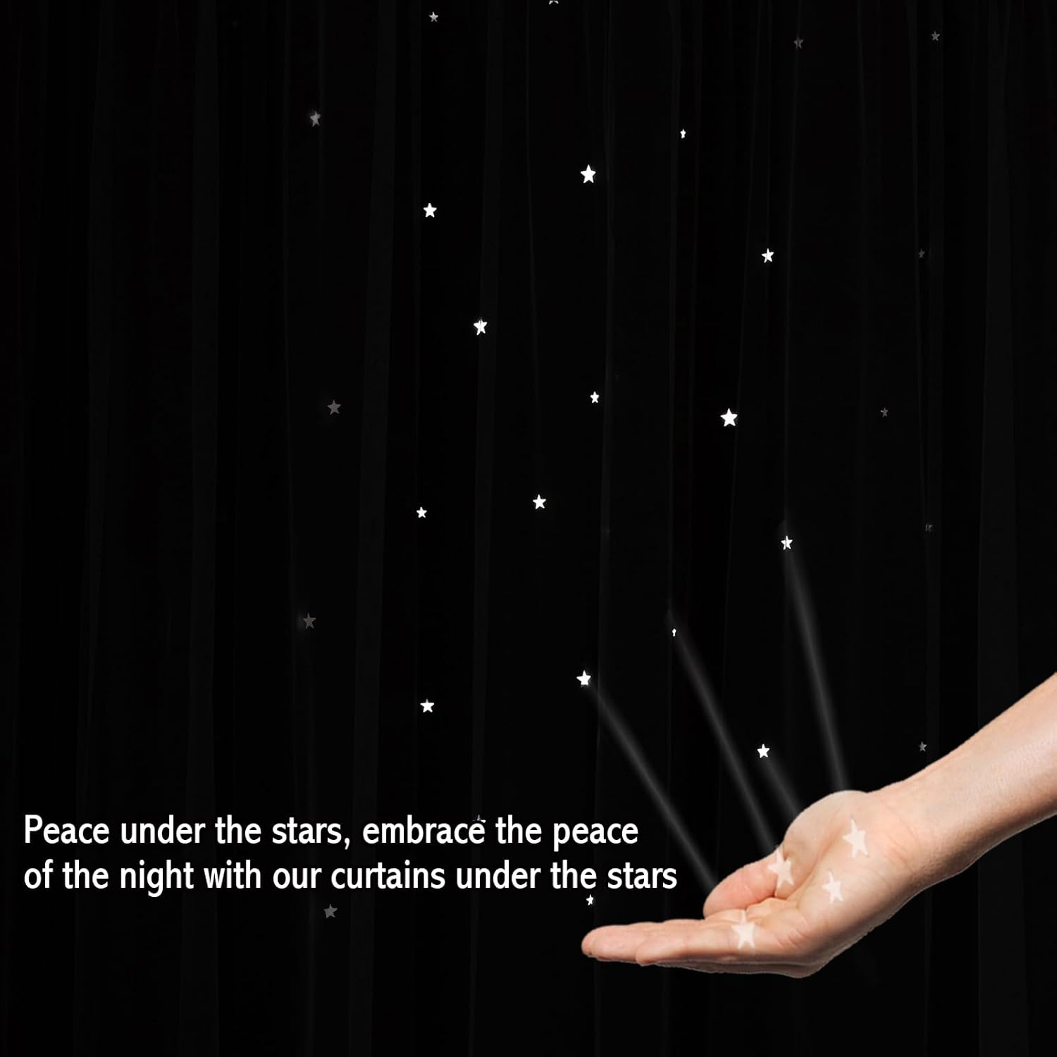 1pc Romantic Hollow-Out Stars Window Curtain Double Layer Blackout Curtains Grommet Top Window Treatment Curtain Panels for Living Room Bedroom