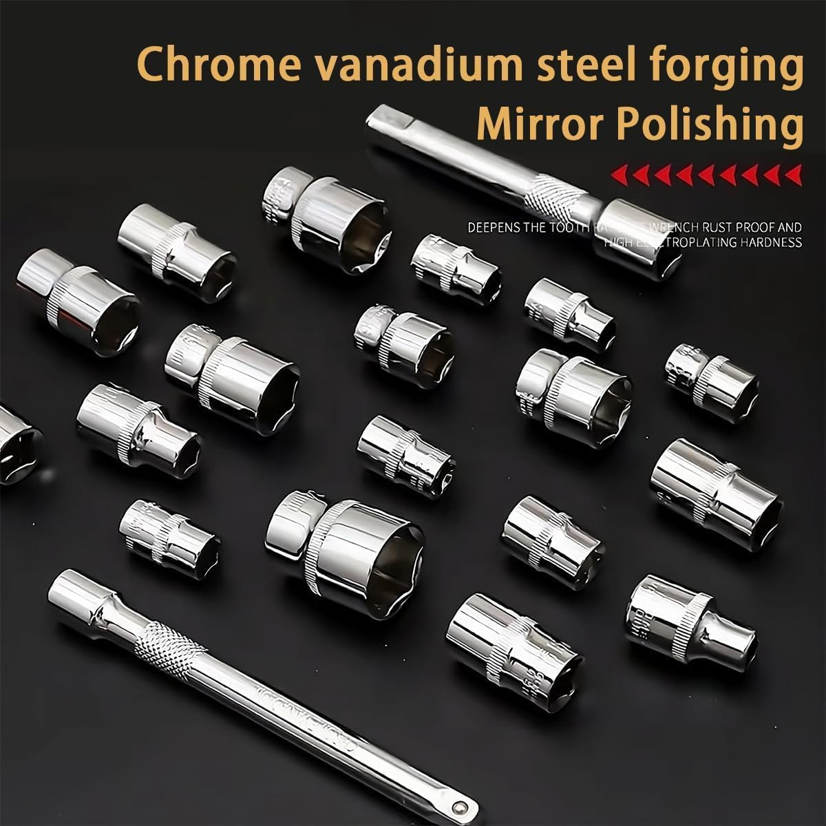 46Pcs Car Repair Tool Kit 1/4-Inch Socket Set Home Repair Tool Ratchet Torque Wrench Combo Auto Repairing Set Mechanic Tool