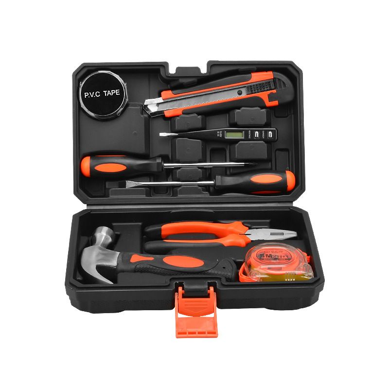 9pcs General Electric Drill Tool Repair Hand Tool Kit Household Car Repair Hand Tool with Plastic Toolbox Storage Case