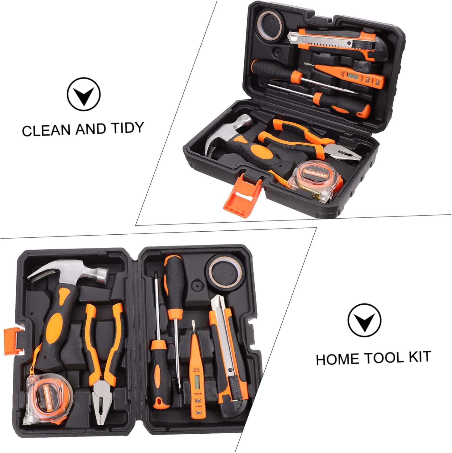 9pcs General Electric Drill Tool Repair Hand Tool Kit Household Car Repair Hand Tool with Plastic Toolbox Storage Case