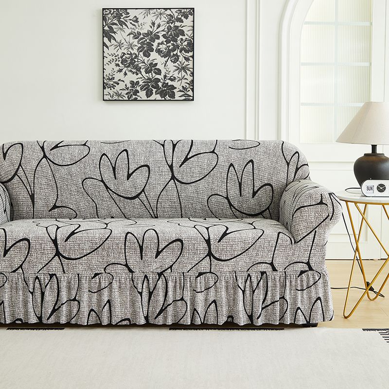 1pc Gray Sofa Covers With Skirt for Living Room Stretch Slipcover Armchair Couch Cover Corner Furniture Protector