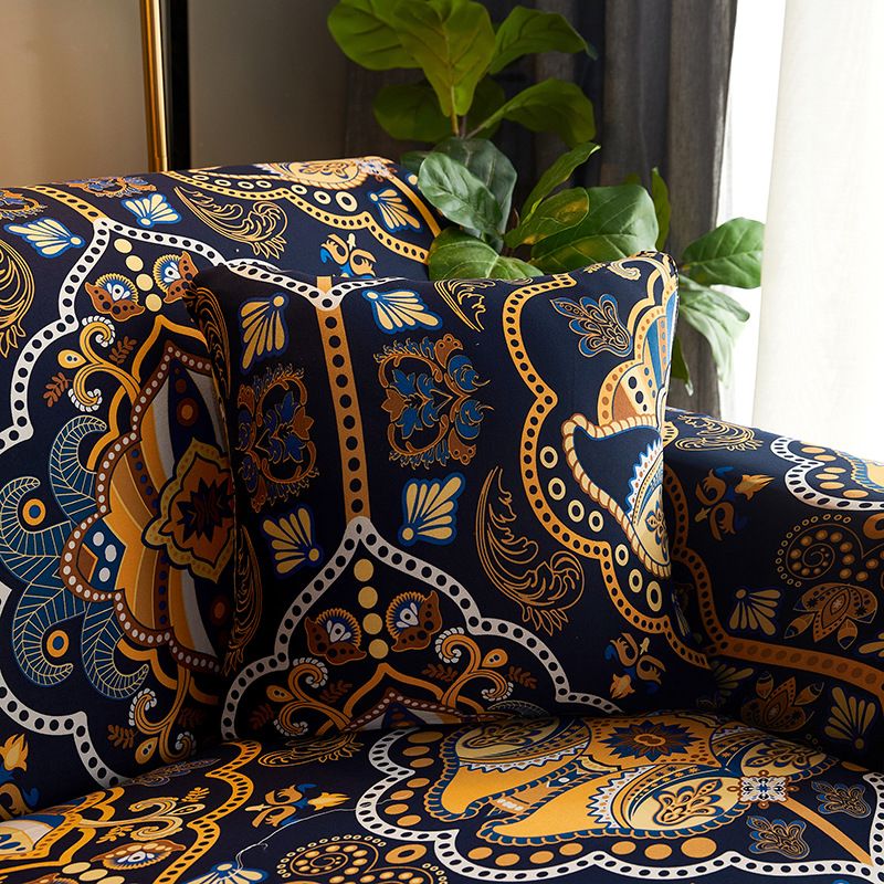 1pc Black Gold Ethnic Sofa Covers for Living Room Stretch Slipcover Armchair Couch Cover Corner