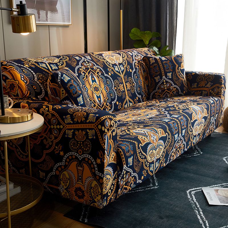 1pc Black Gold Ethnic Sofa Covers for Living Room Stretch Slipcover Armchair Couch Cover Corner