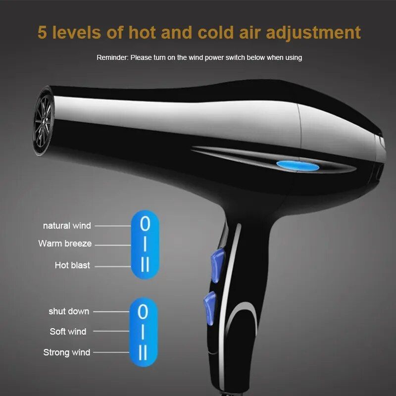 220V Hair Dryer Professional 800W Gear Strong Power Blow Hair Dryer Brush For Hairdressing Barber Salon Tools Hair Dryer Fan