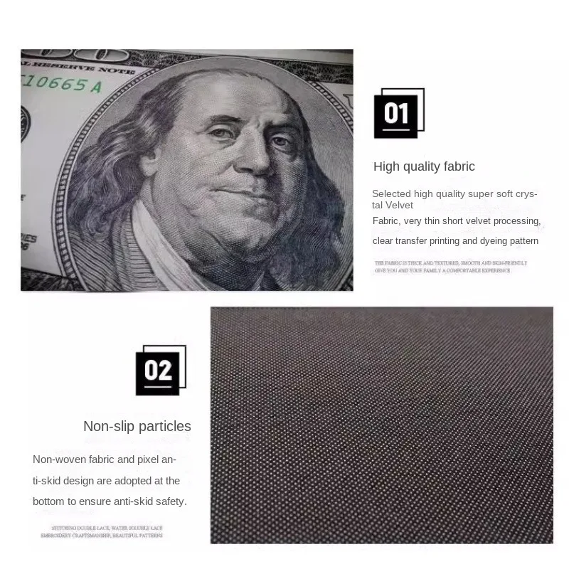 1pc 100 US Dollar Crystal Velvet Carpets Household Bedroom Bedside Kicthen Living Room Rugs Coffee Table Sofa Foyer Door Mats Money Rugs