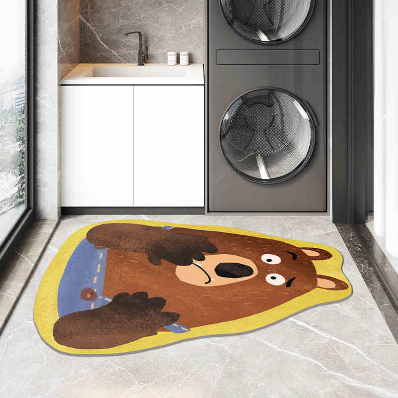 1pc Diatom Mud Cute Bear Cartoon Super Absorbent Bathroom Mat Non-Slip Toilet Pad Quick-Drying Floor Mat Home Bath Mat Shower Rug