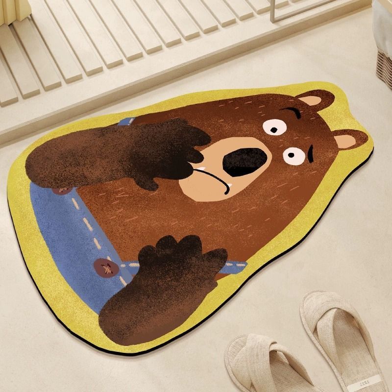 1pc Diatom Mud Cute Bear Cartoon Super Absorbent Bathroom Mat Non-Slip Toilet Pad Quick-Drying Floor Mat Home Bath Mat Shower Rug