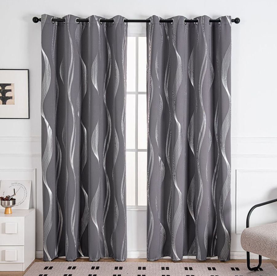 1 pc Thermal Insulated Striped Blackout Curtains Room Darkening Window Drapes for Bedroom and Living Room