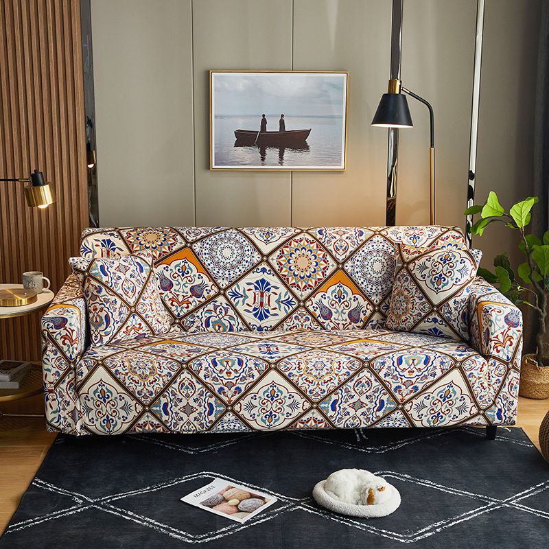 1/2/3/4/ Vintage Pattern Stretchy Seater Sofa Cover High Elasticity All-season Slipcover With Cushion Cover Without Filler for Living Room
