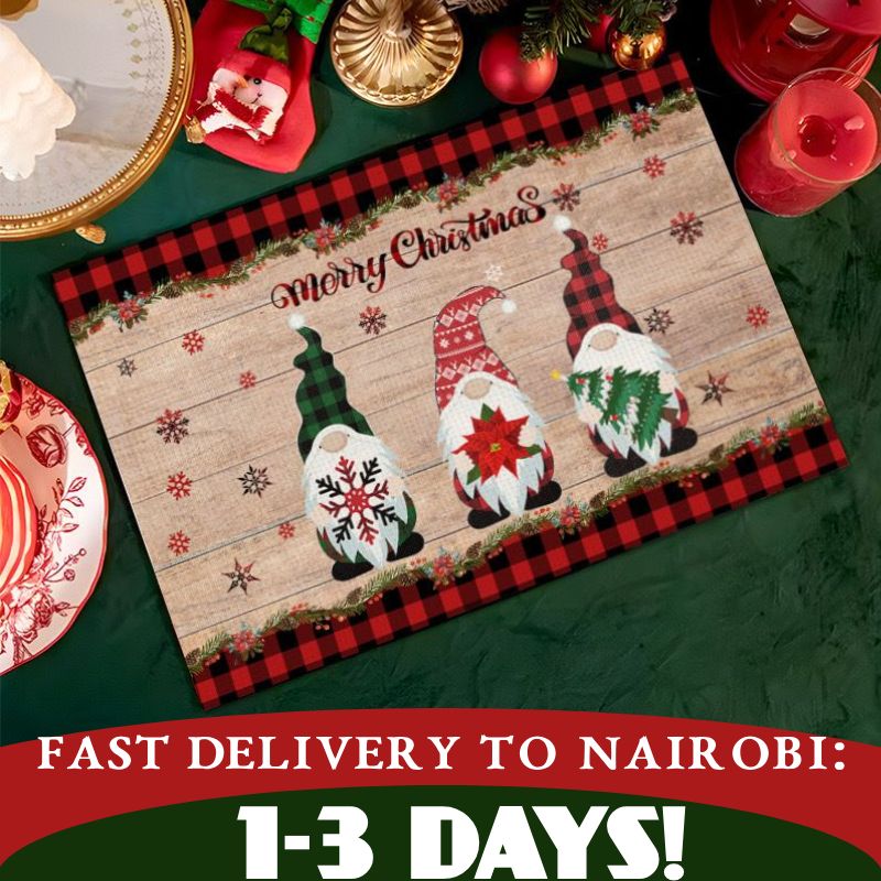 1pc Gnomes Christmas Decor Farmhouse Buffalo Plaid Red Black Non-Slip Entrance Welcome Door Mats Rugs for Bathroom Bedroom Entry way As Picture,40x60cm