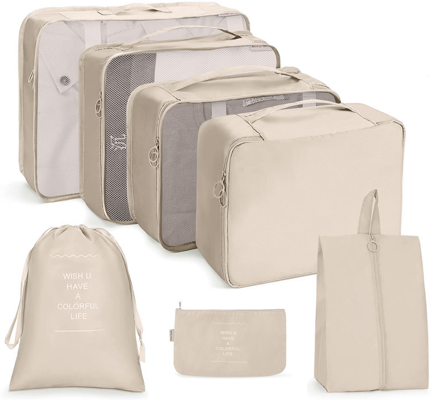 7pcs Premium Travel Organizer Set Lightweight Luggage Packing Organizers Bag Travel Cubes Set for Men Women