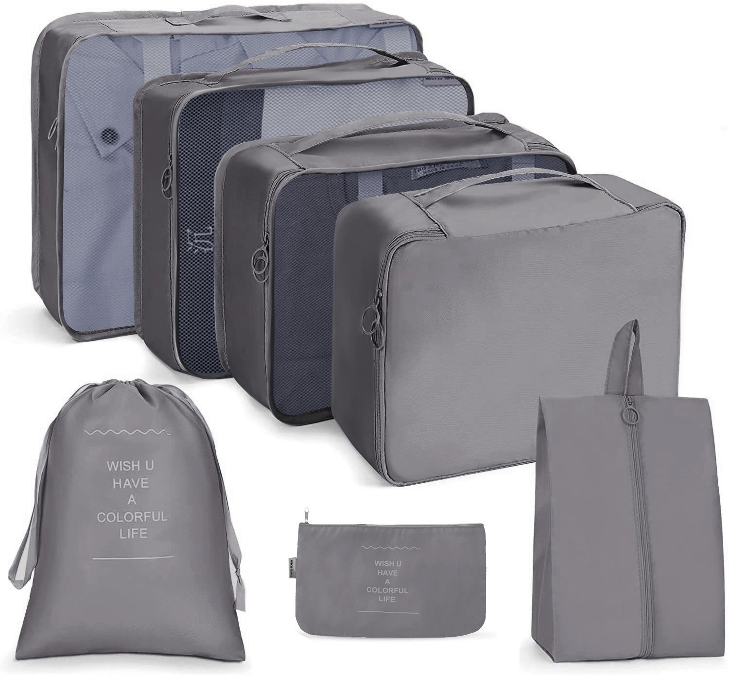 7pcs Premium Travel Organizer Set Lightweight Luggage Packing Organizers Bag Travel Cubes Set for Men Women
