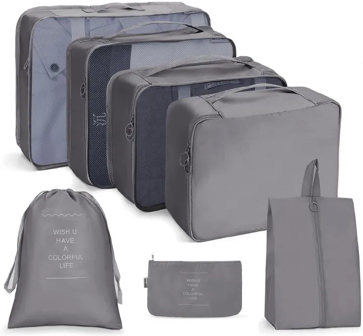 7pcs Premium Travel Organizer Set Lightweight Luggage Packing Organizers Bag Travel Cubes Set for Men Women