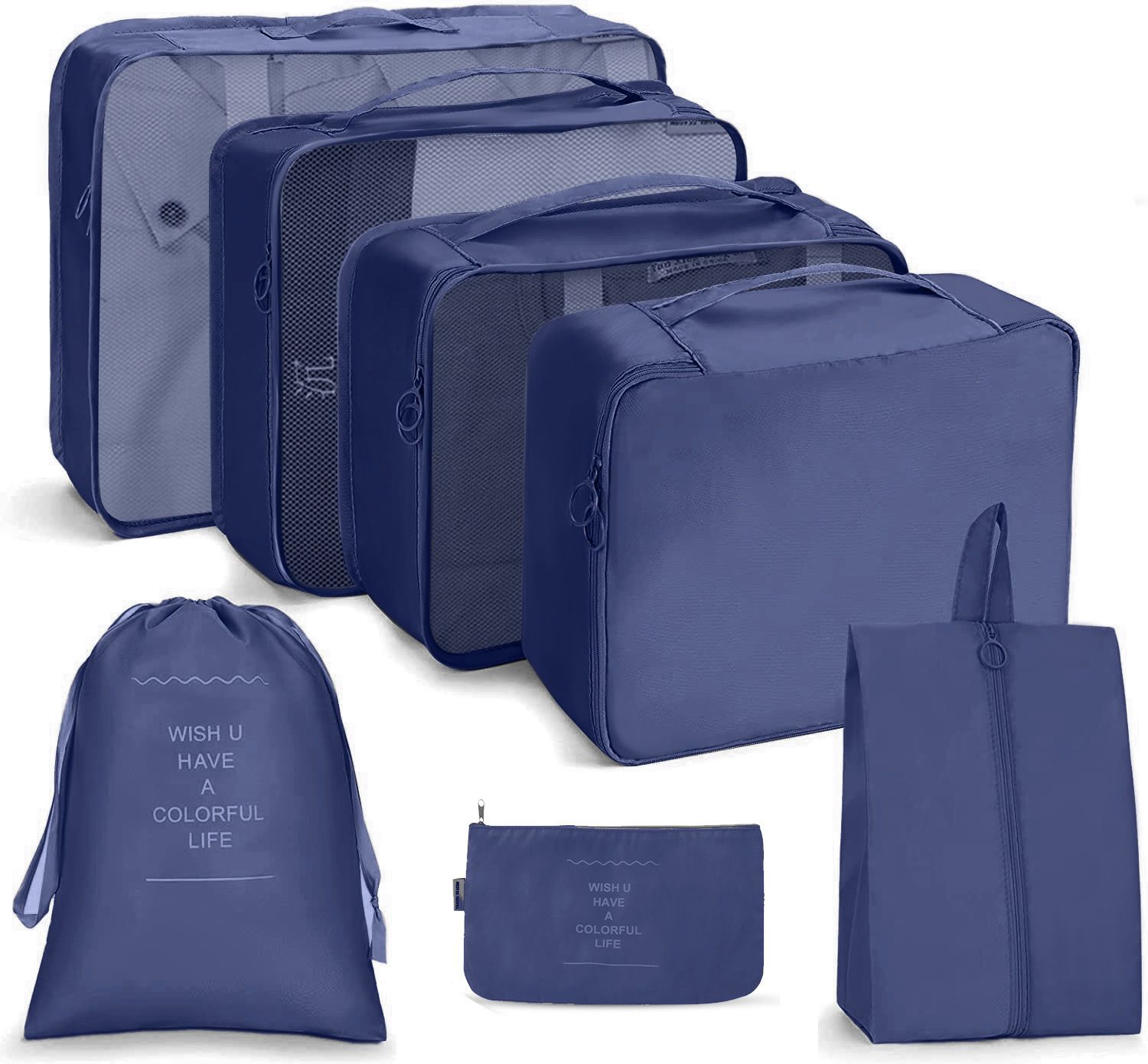 7pcs Premium Travel Organizer Set Lightweight Luggage Packing Organizers Bag Travel Cubes Set for Men Women