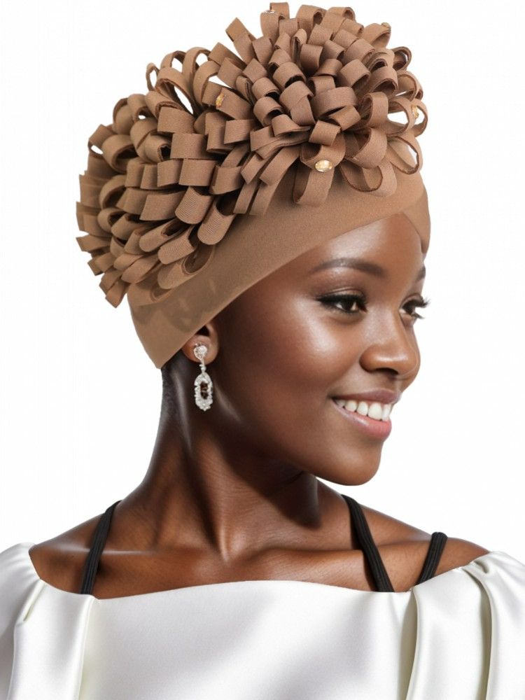 Women's Turban Caps Bead Headscarf  Floral Bandana Hat Fashion Studded Diamond Wrap Headwear Elastic Ramadan Hijab Head Scarf