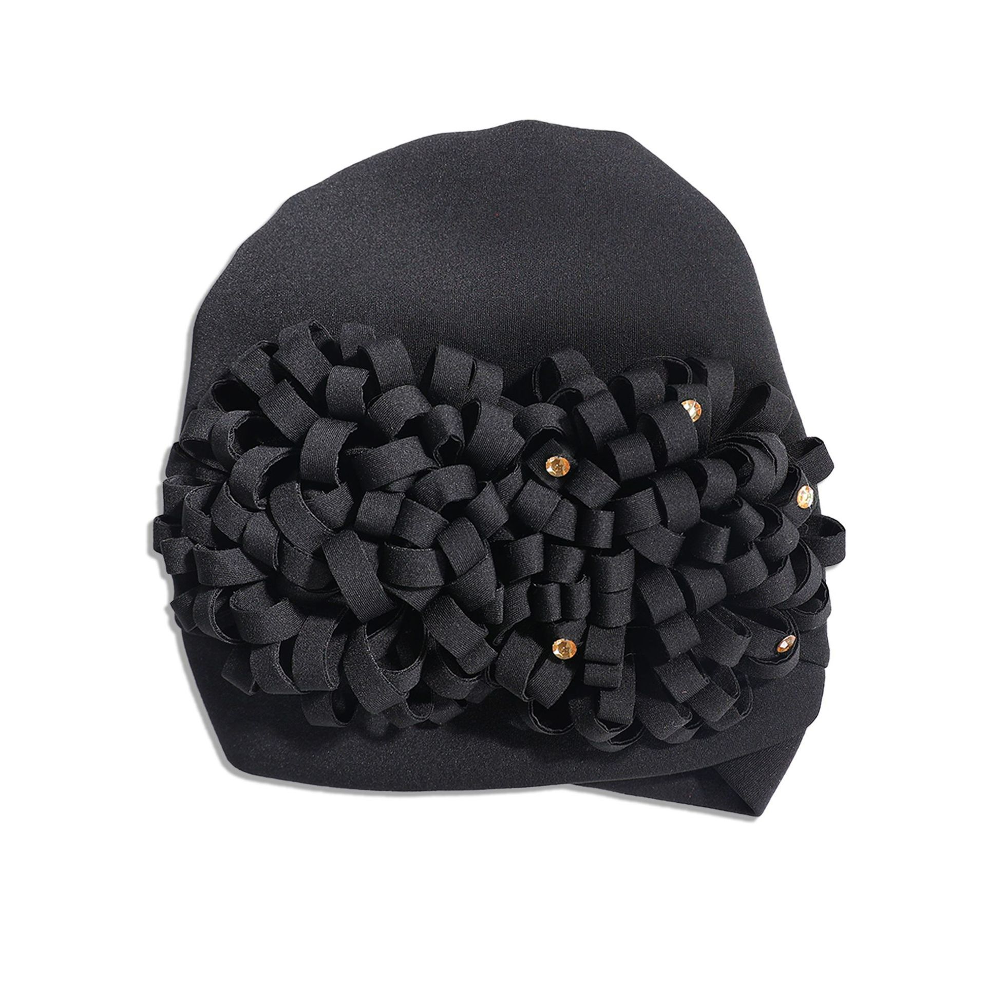 Women's Turban Caps Bead Headscarf  Floral Bandana Hat Fashion Studded Diamond Wrap Headwear Elastic Ramadan Hijab Head Scarf