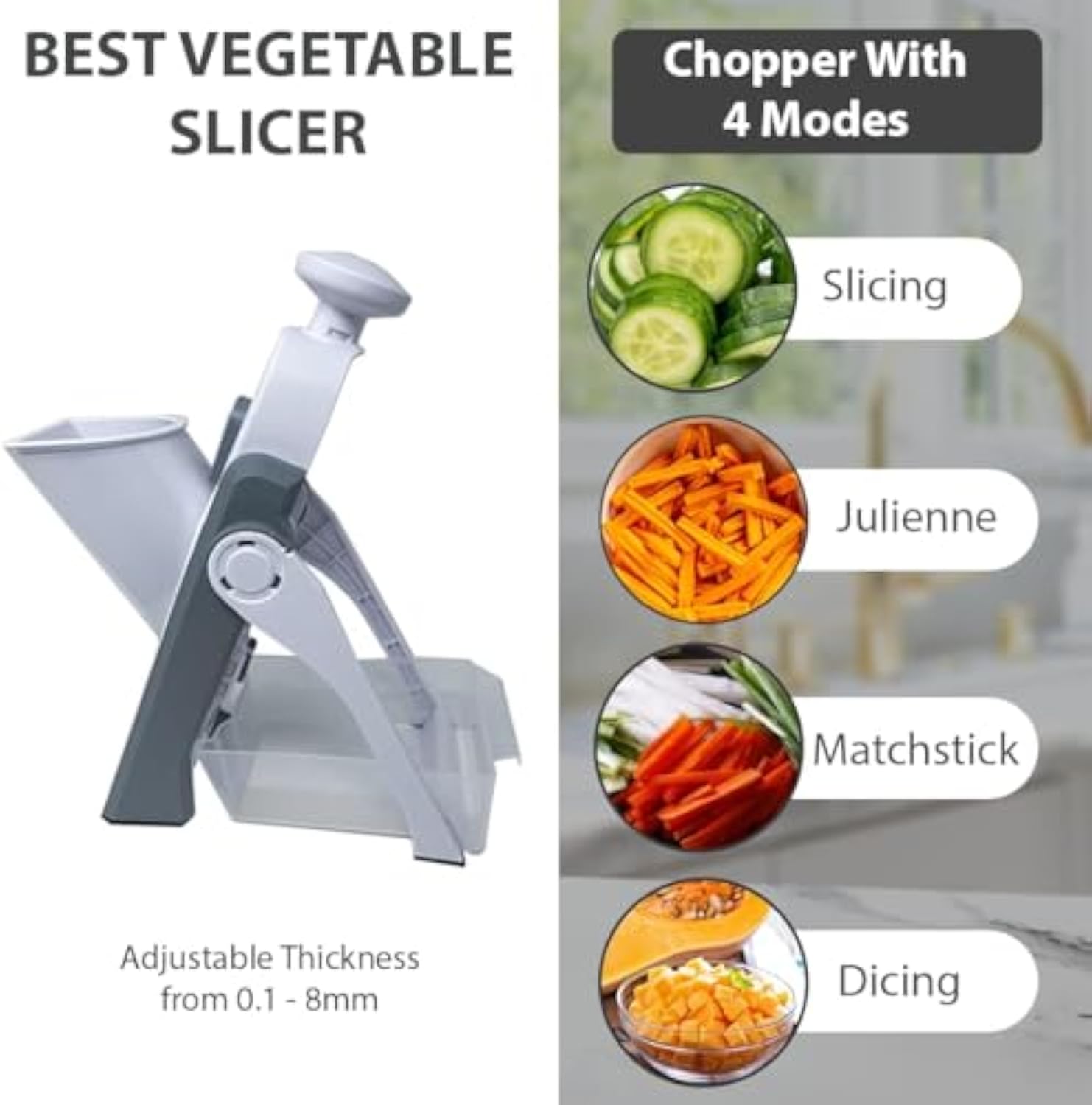 4 in 1 Safe Food Slicer Multifunctional Mandoline Vegetable Chopper with Stainless Steel Blade Potato Dicer French Fry Cutter Salad Fruit Slicer