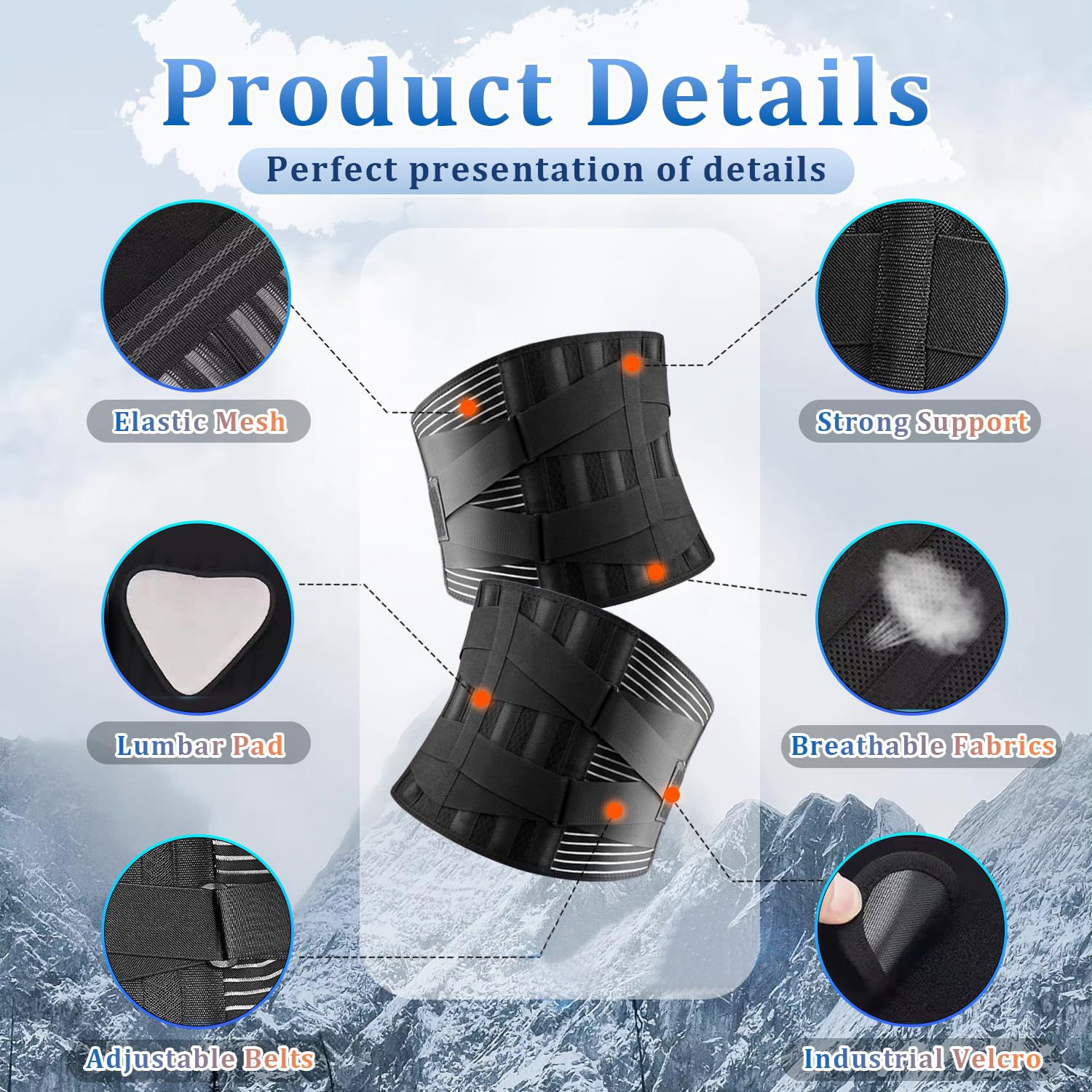 Back Braces for Lower Back Pain Relief With 6 Stays Breathable Back Support Belt for Men Women work Ergonomic Design Lumbar Belt for Injury, Herniated Disc,Scia