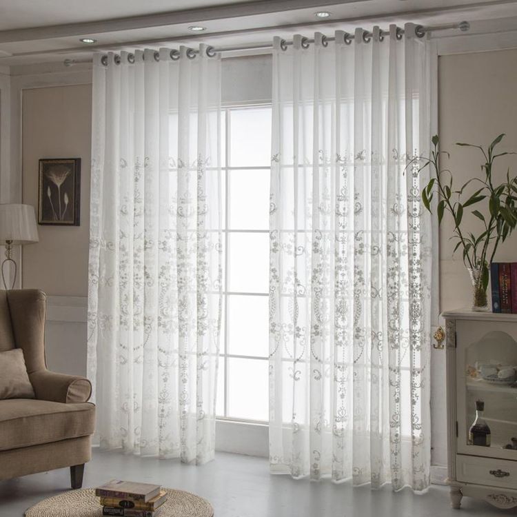 1pc White Embroidered Perforated Curtain Hanging Basket Semi Shading Living Room Bedroom Decoration