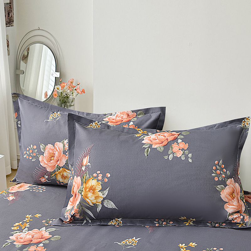 3pcs Bed Skirt Set(NO Duvet&Duvet Corver&Pillow) Flowers Bloom Gray Bed Sets Lace Ruffle Skin-friendly All Seasons Universal Non-slip Bed Sheets
