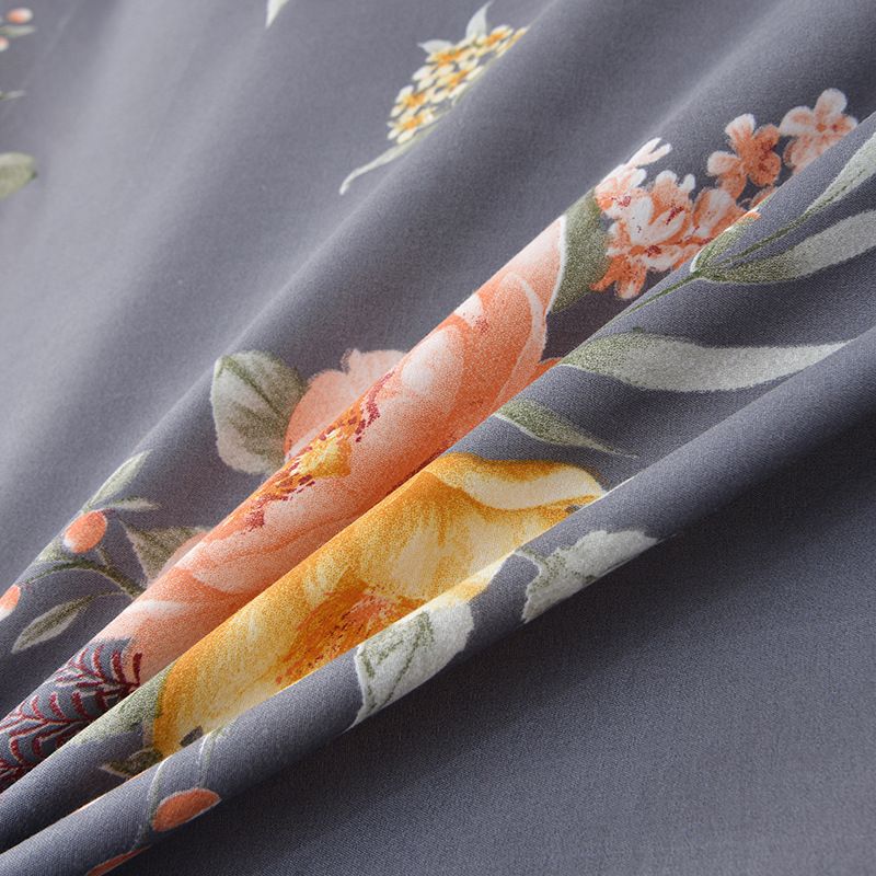 3pcs Bed Skirt Set(NO Duvet&Duvet Corver&Pillow) Flowers Bloom Gray Bed Sets Lace Ruffle Skin-friendly All Seasons Universal Non-slip Bed Sheets