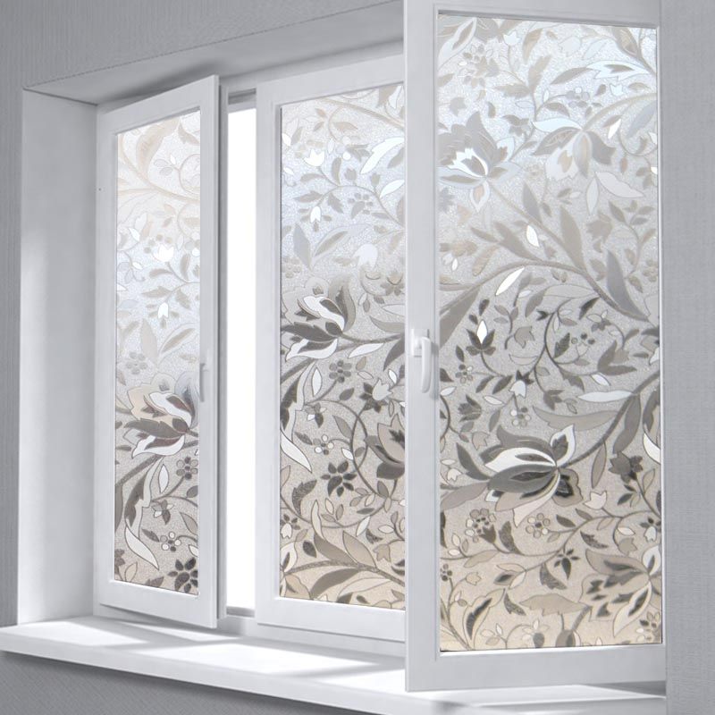 1PC 60x200cm 3D Rainbow Tulip Private Window Film Stained Glass Sunscreen Home Scrub Film Non-Stick Removable Reflective Window Sticker