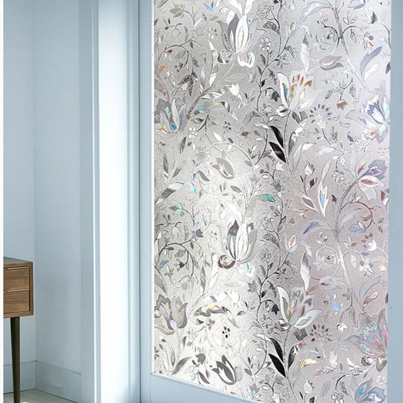 1PC 60x200cm 3D Rainbow Tulip Private Window Film Stained Glass Sunscreen Home Scrub Film Non-Stick Removable Reflective Window Sticker