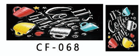 2-Piece Black Background Colorful Doodle Kitchen Rug Set - Non-Slip Rubber Backing Mats with Various Utensil Designs, Water Absorbent & Oil Resistant for Home Decor