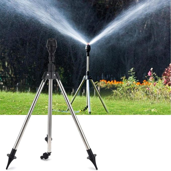 360 Degree Rotating Tripod Sprinkler Metallic Water Sprinklers With Tripod Spike Stand Garden Irrigation Impulse Sprinkler With Tripod