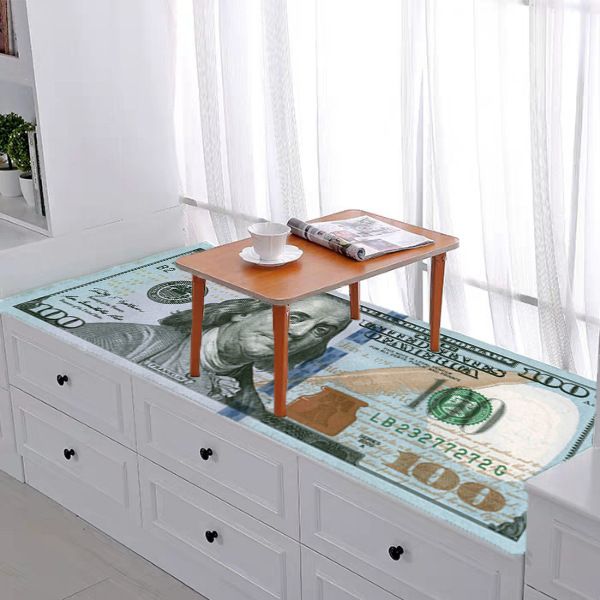 1pc 100 US Dollar Crystal Velvet Carpets Household Bedroom Bedside Kicthen Living Room Rugs Coffee Table Sofa Foyer Door Mats Money Rugs