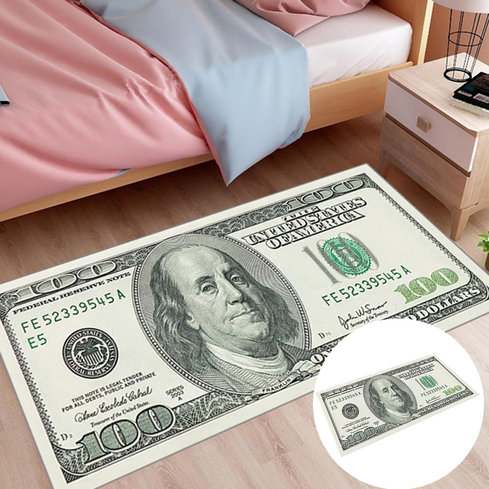 1pc 100 US Dollar Crystal Velvet Carpets Household Bedroom Bedside Kicthen Living Room Rugs Coffee Table Sofa Foyer Door Mats Money Rugs