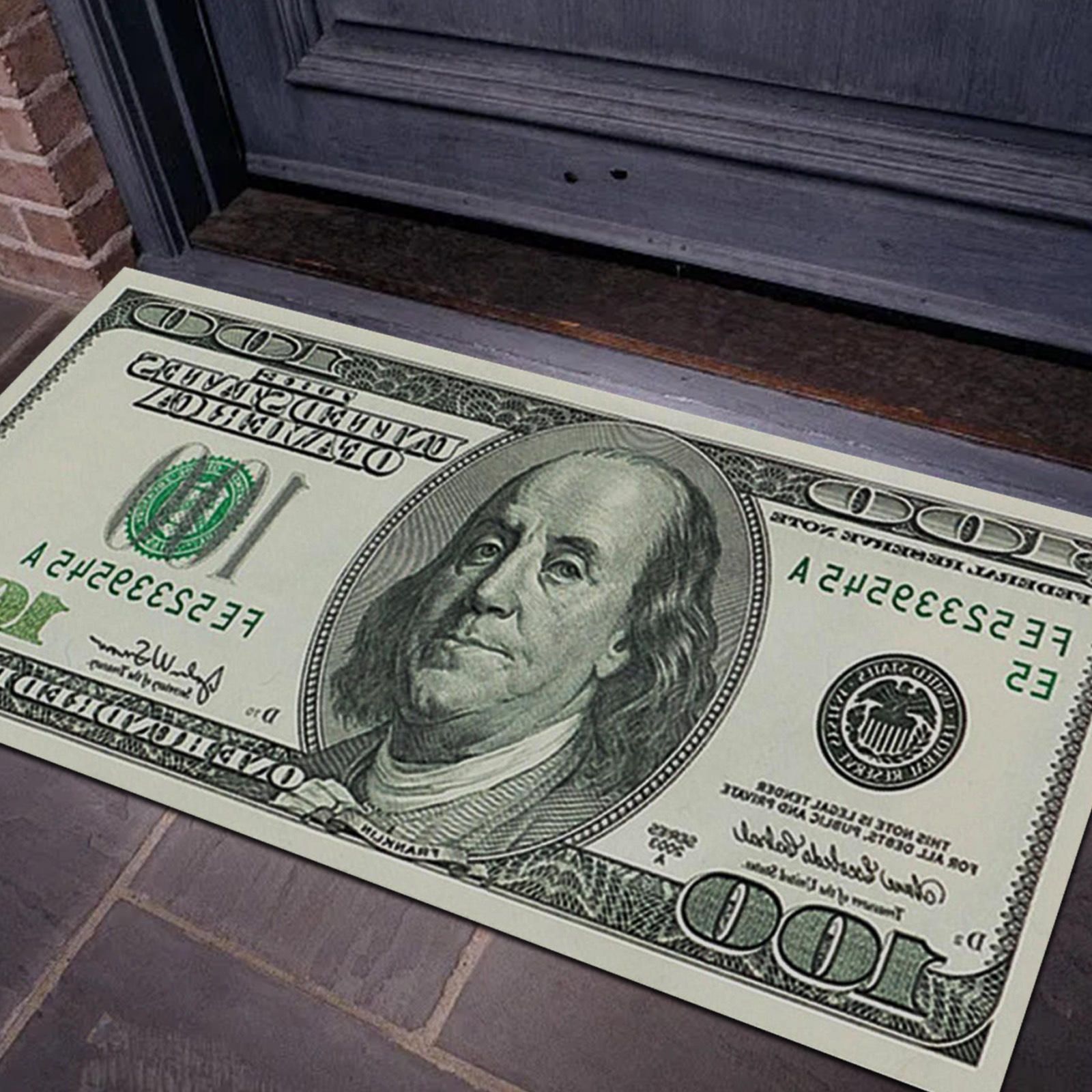 1pc 100 US Dollar Crystal Velvet Carpets Household Bedroom Bedside Kicthen Living Room Rugs Coffee Table Sofa Foyer Door Mats Money Rugs