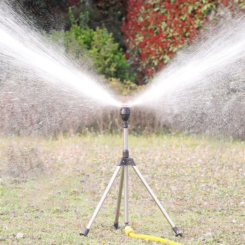 360 Degree Rotating Tripod Sprinkler Metallic Water Sprinklers With Tripod Spike Stand Garden Irrigation Impulse Sprinkler With Tripod