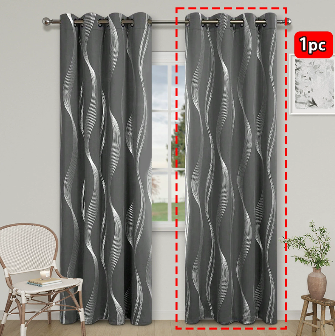 1 pc Thermal Insulated Striped Blackout Curtains Room Darkening Window Drapes for Bedroom and Living Room