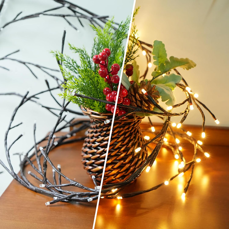 New LED Rattan Twig Lights Bendable Christmas Tree Branch Lights Indoor Wall Decor Romantic Ambiance Lighting Home Decoration